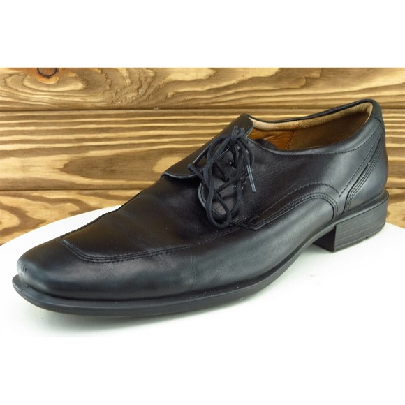 ECCO Shoes Sz 44 M Black‎ Derby Oxfords Leather Men - Picture 1 of 8
